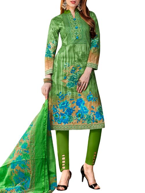 printed unstitched straight pant suit - 15395538 - Very Small Image - 1