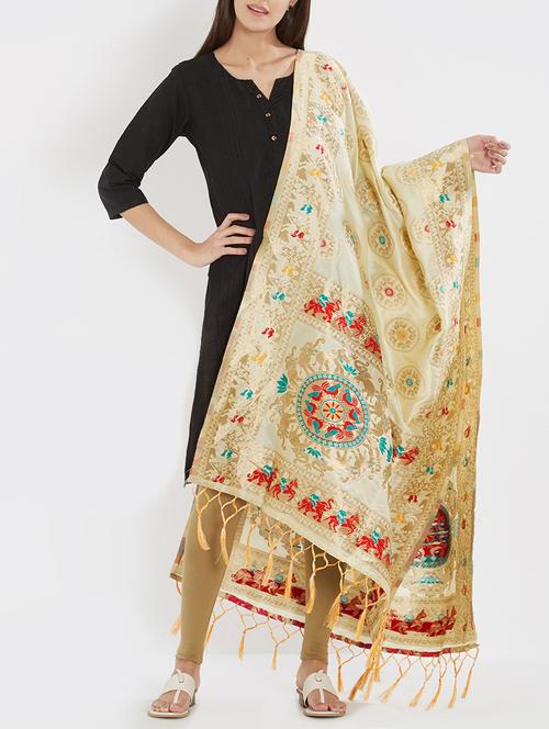 jacquard embellished banarasi dupatta - 15395671 - Very Small Image - 1