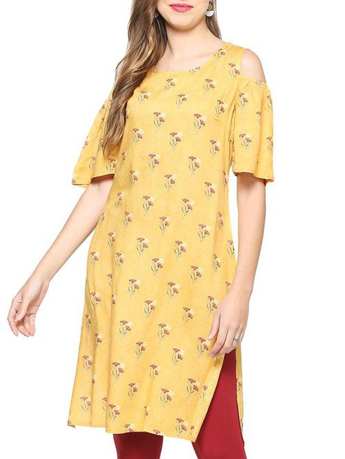 cold shoulder straight kurta - 15397482 - Very Small Image - 1
