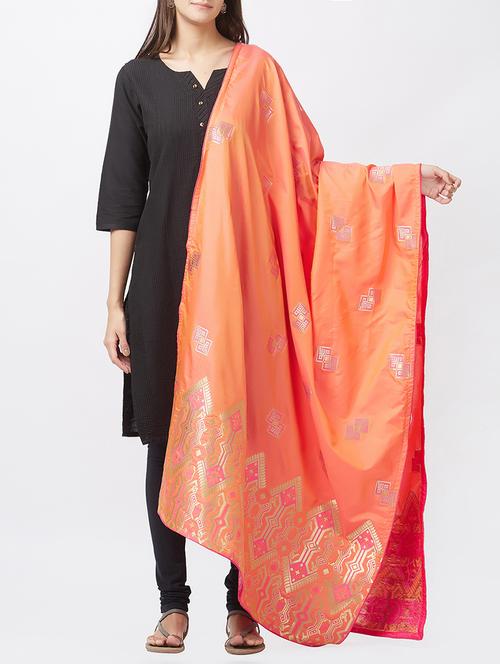 peach silk dupatta - 15398144 - Very Small Image - 1