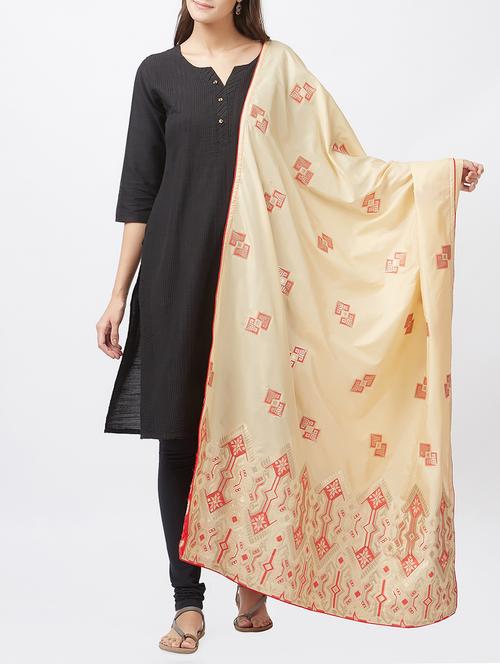 cream silk dupatta - 15398147 - Very Small Image - 1