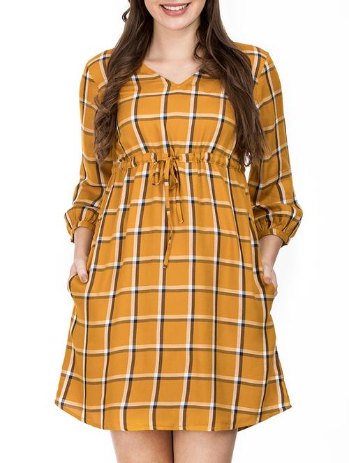 draw-string detail checkered dress - 15398515 - Very Small Image - 1