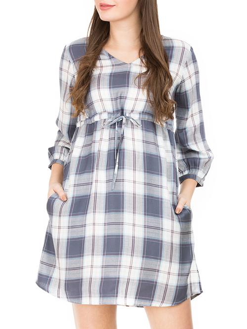 draw-string detail checkered dress - 15398516 - Very Small Image - 1