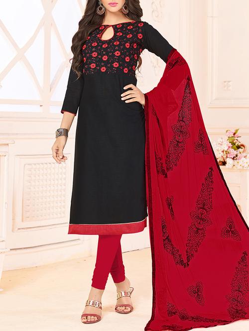 embroidered unstitched churidaar suit - 15398901 - Very Small Image - 1