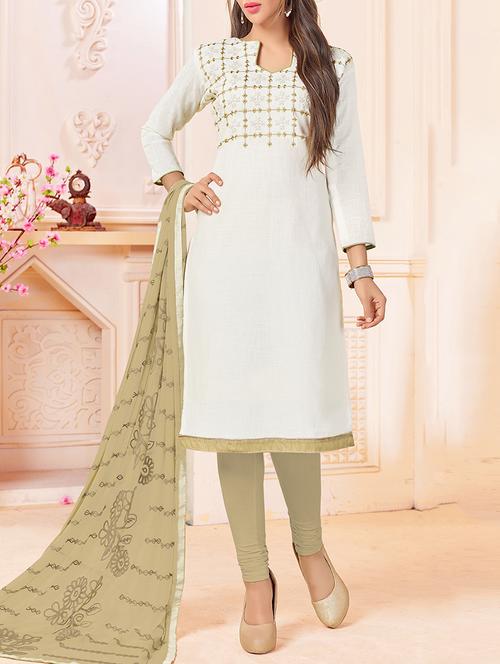 embroidered unstitched churidaar suit - 15398909 - Very Small Image - 1