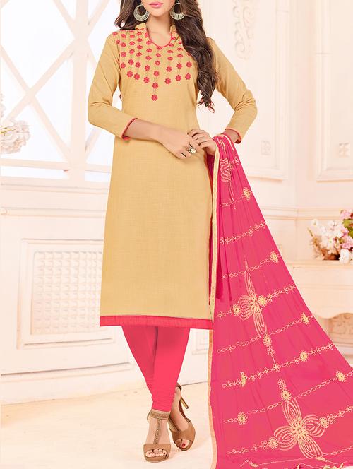 embroidered unstitched churidaar suit - 15398911 - Very Small Image - 1