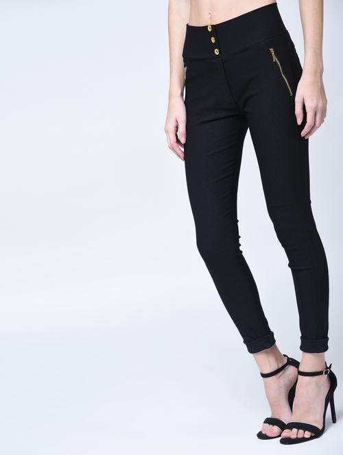 high waist zipper detail jegging - 15399032 - Very Small Image - 1