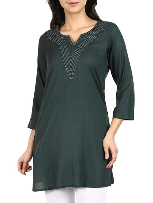 grey viscose straight kurti - 15399449 - Very Small Image - 1