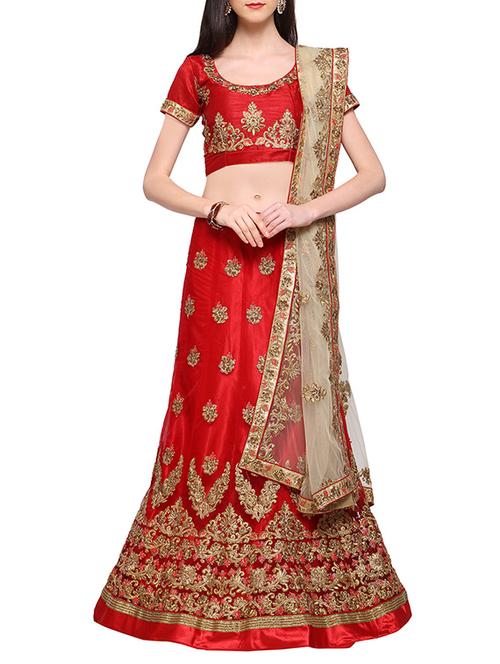 embroidered a-line lehenga - 15400203 - Very Small Image - 1