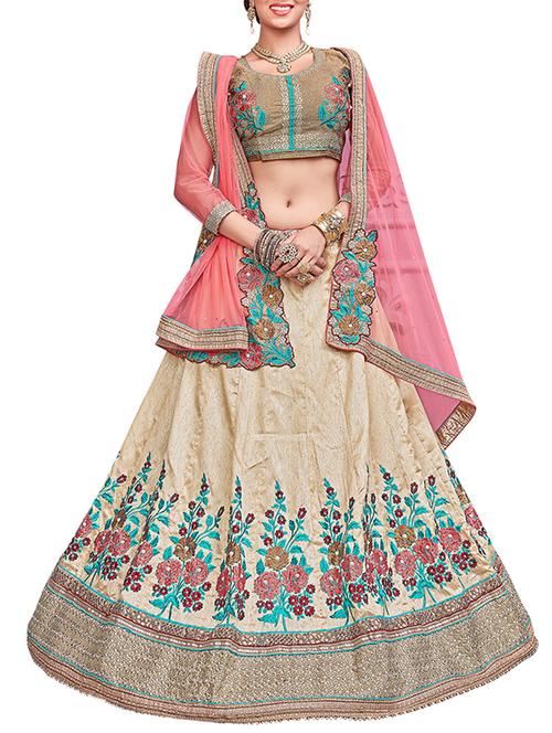 embroidered a-line lehenga - 15400205 - Very Small Image - 1