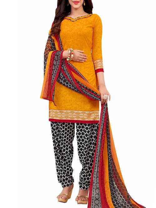 printed unstitched salwar suit - 15400273 - Very Small Image - 1