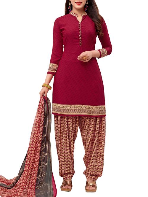printed unstitched patiyala suit - 15400282 - Very Small Image - 1