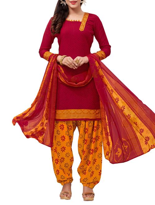printed unstitched patiyala suit - 15400285 - Very Small Image - 1