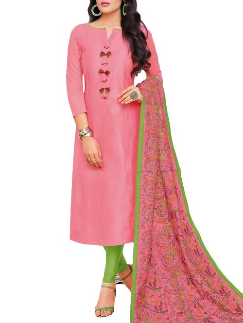 embroidered unstitched churidaar suit - 15400293 - Very Small Image - 1