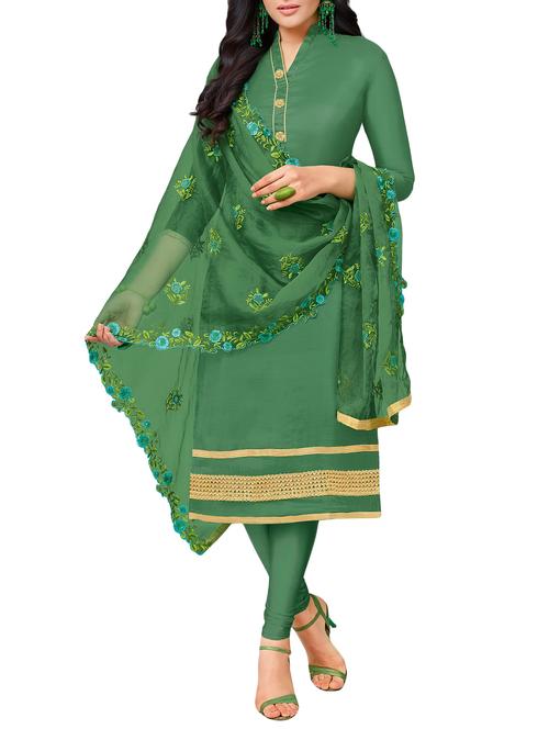 embroidered unstitched churidaar suit - 15400294 - Very Small Image - 1