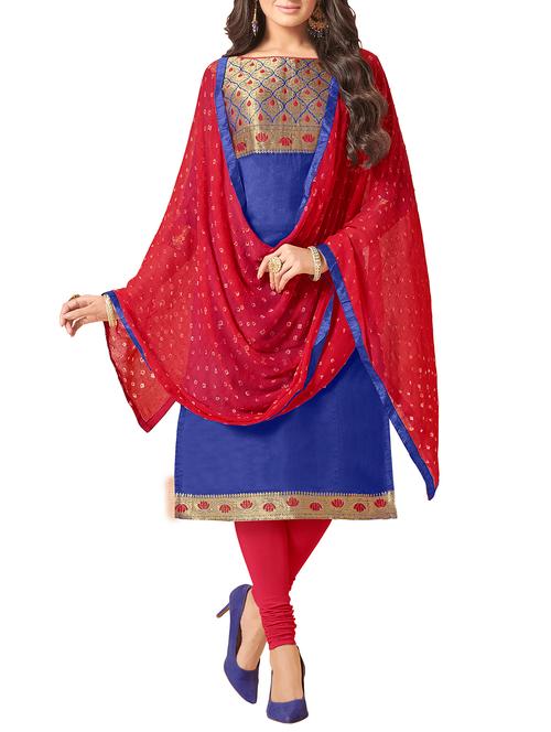 self-design unstitched straight pant suit - 15400567 - Very Small Image - 1