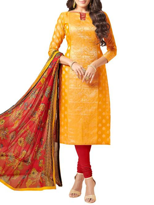 self-design unstitched straight pant suit - 15400569 - Very Small Image - 1