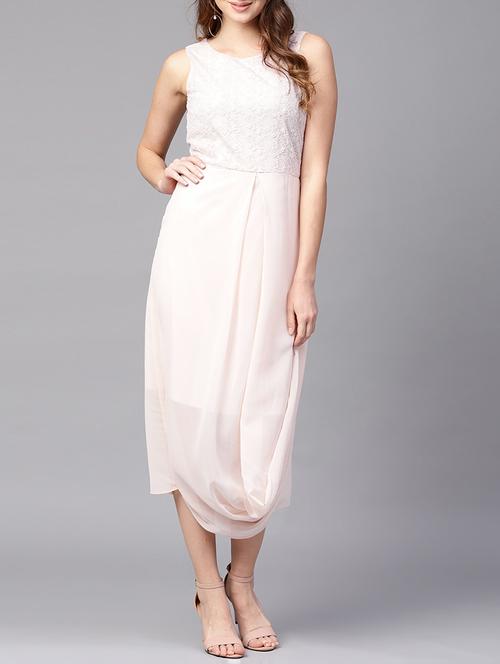 cowl detail pleated embroidered dress - 15401509 - Very Small Image - 1