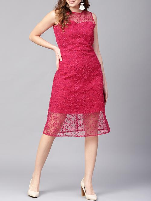 embroidered mesh a-line dress - 15401515 - Very Small Image - 1