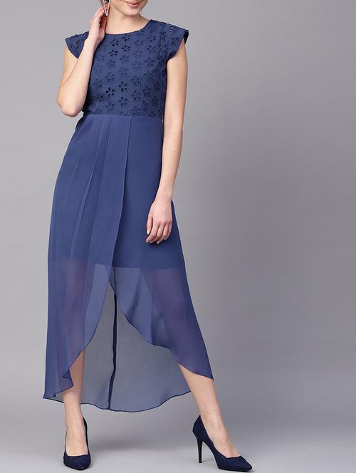 schiffli detail tulip pleated dress - 15401536 - Very Small Image - 1