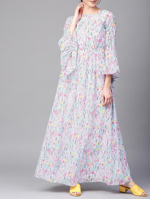 printed bell sleeved maxi dress - 15401542 - Very Small Image - 1