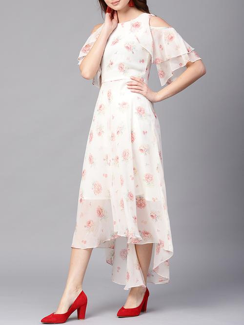 cold shoulder ruffled floral dress - 15401543 - Very Small Image - 1