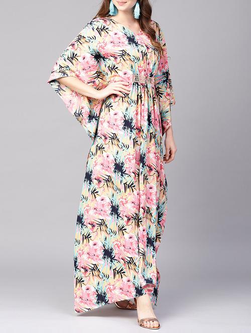 kimono sleeved floral maxi dress - 15401545 - Very Small Image - 1