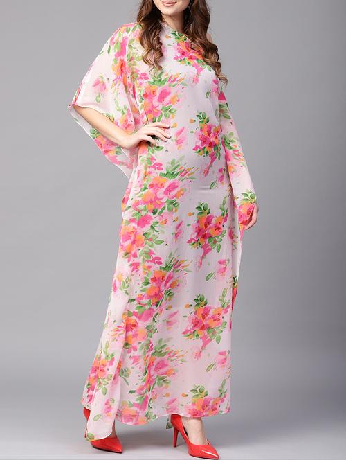single shoulder kimono sleeved floral dress - 15401547 - Very Small Image - 1