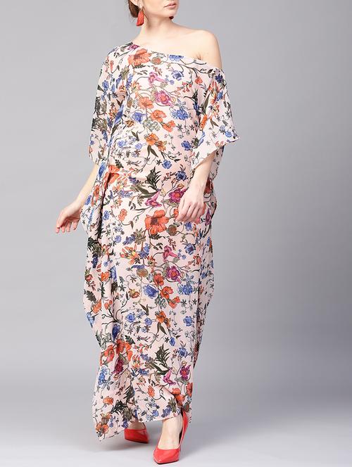 single shoulder kimono sleeved floral dress - 15401549 - Very Small Image - 1