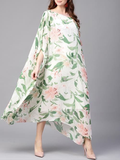 single sleeved floral asymmetric dress - 15401552 - Very Small Image - 1