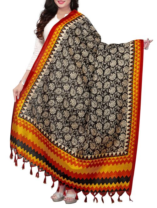 black art silk dupatta - 15402091 - Very Small Image - 1