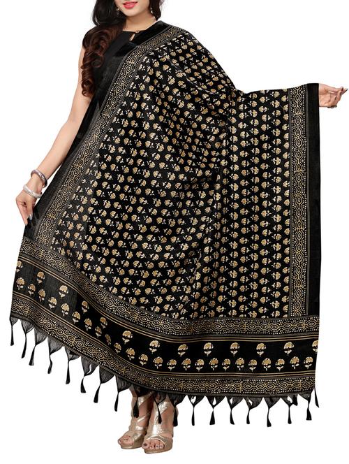 black art silk dupatta - 15402111 - Very Small Image - 1