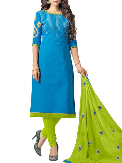 self-design unstitched churidaar suit - 15402199 - Very Small Image - 1