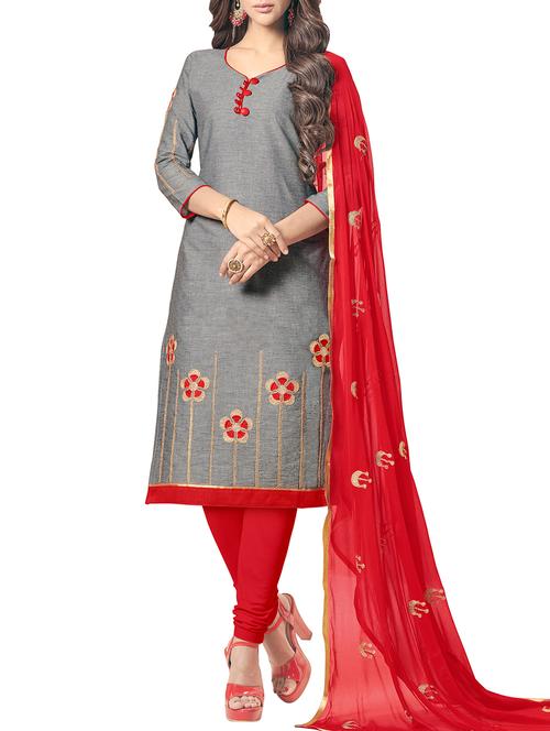 embroidered unstitched churidaar suit - 15402203 - Very Small Image - 1