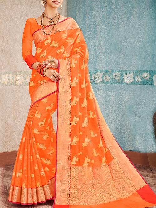 conversational zari woven banarasi saree with blouse - 15402231 - Very Small Image - 1