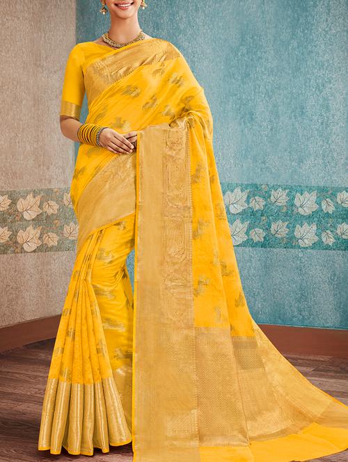 conversational zari woven banarasi saree with blouse - 15402232 - Very Small Image - 1