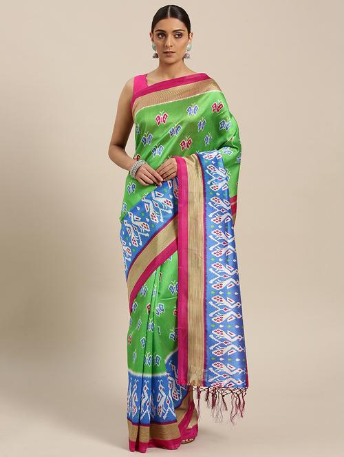 ikat maheshwari saree with tassels with blouse - 15402238 - Very Small Image - 1