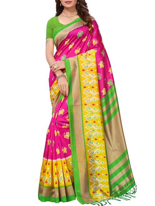 ikat maheshwari saree with tassels with blouse - 15402239 - Very Small Image - 1