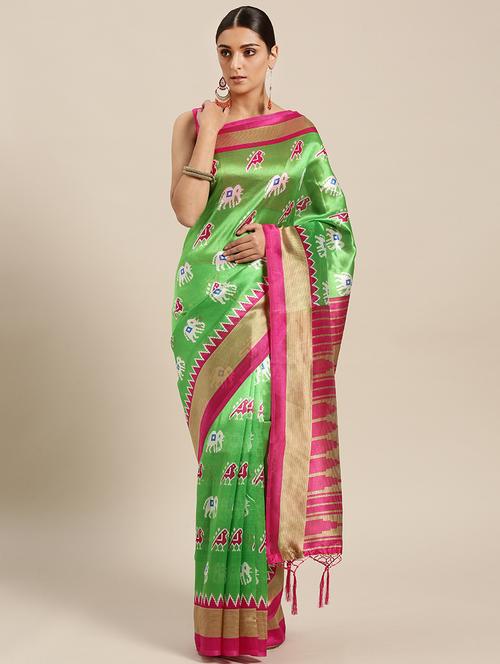 ikat maheshwari saree with tassels with blouse - 15402242 - Very Small Image - 1