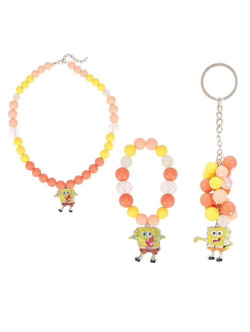 orange plastic necklace set jewellery - 15405920 - Very Small Image - 1
