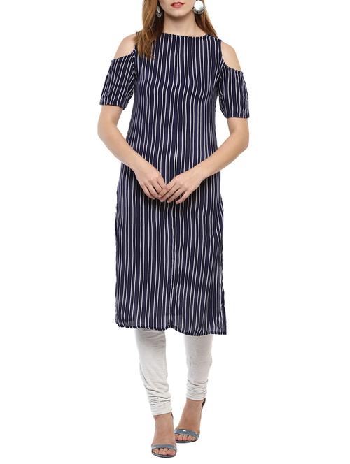 straight stripes kurta - 15406000 - Very Small Image - 1