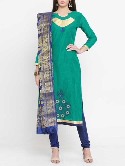 embroidered unstitched churidaar suit - 15406018 - Very Small Image - 1