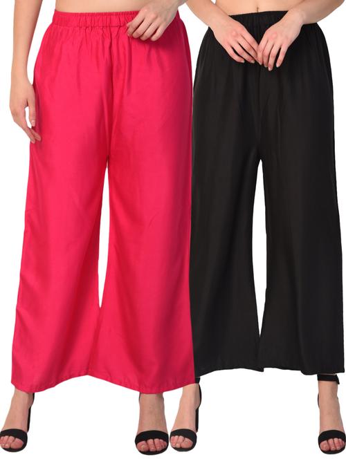 set of 2 flared solid palazzo - 15406132 - Very Small Image - 1