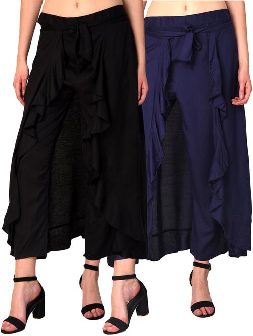 set of 2 ruffled solid palazzo - 15406146 - Very Small Image - 1