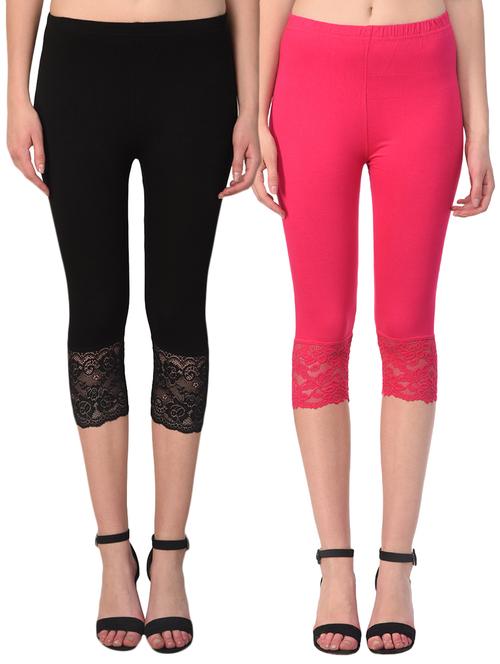set of 2 laced capri legging - 15406258 - Very Small Image - 1