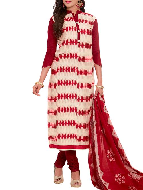 printed unstitched churidaar suit - 15410175 - Very Small Image - 1