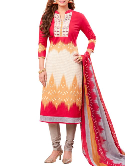 printed unstitched churidaar suit - 15410188 - Very Small Image - 1