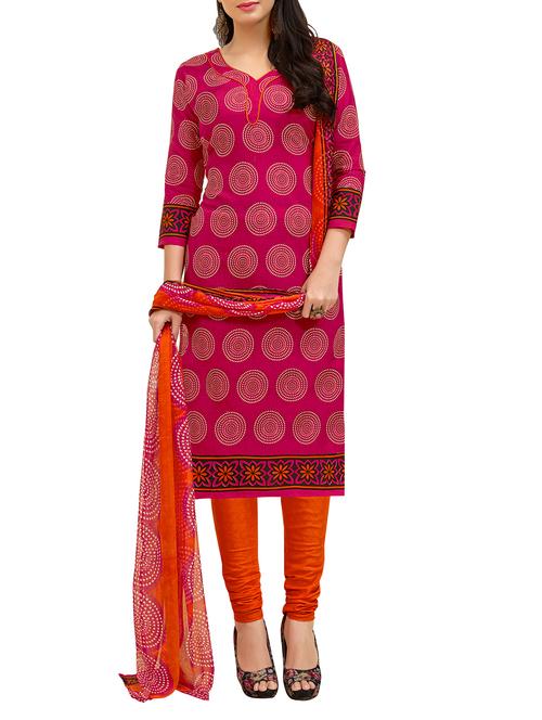 printed unstitched churidaar suit - 15410470 - Very Small Image - 1