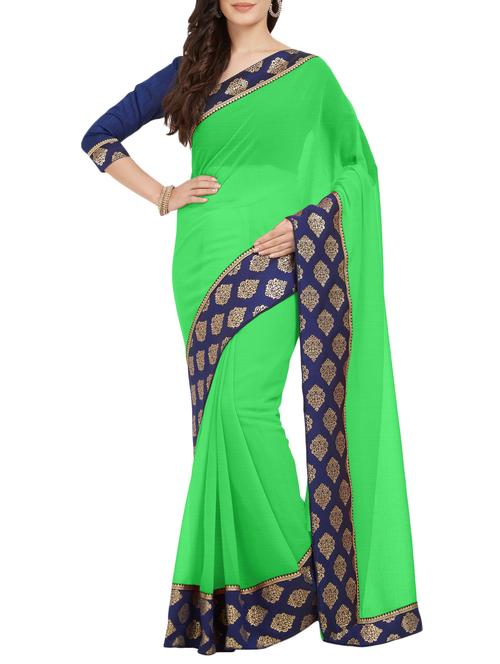 jacquard lace border saree with blouse - 15411071 - Very Small Image - 1