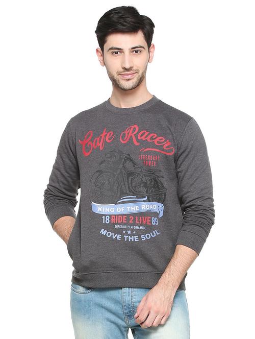 grey polyester chest print sweatshirt - 15412824 - Very Small Image - 1